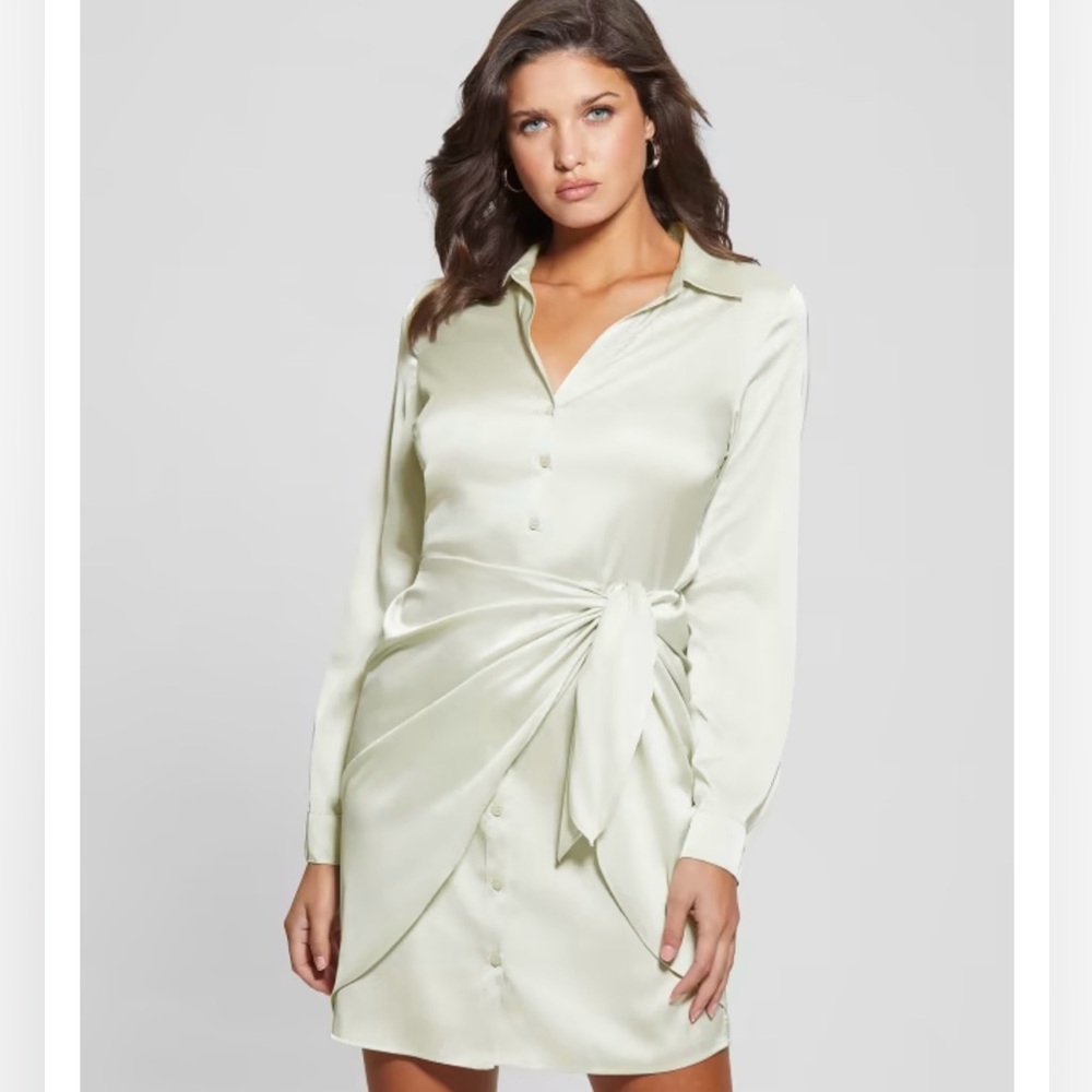 NWT Guess Eco Alya Silky Dress in Tweener Green size M